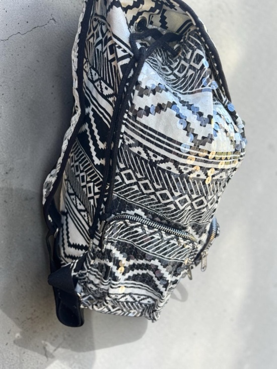 Victoria\'s Secret PINK Bling Sequin Aztec Backpack in black and white main image 8